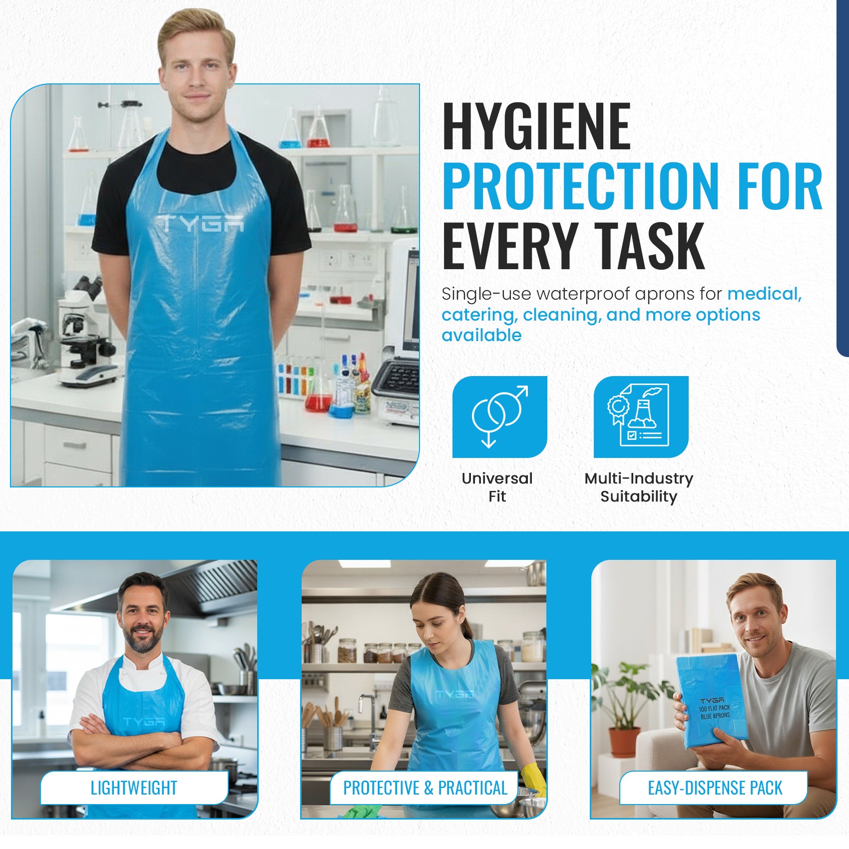 Disposable Polythene Protective Aprons, Flat Pack