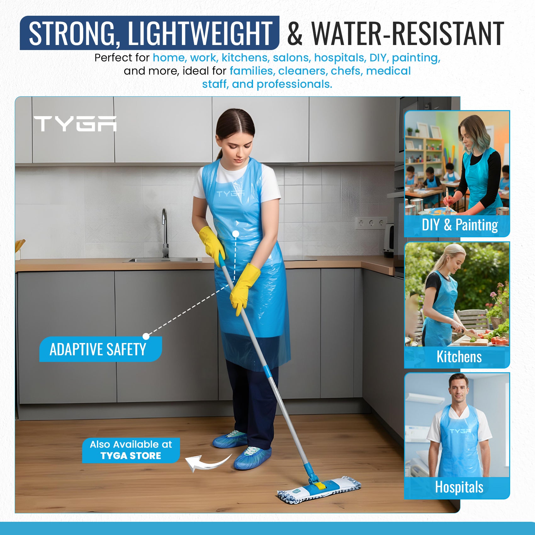 Disposable Polythene Protective Aprons, Flat Pack