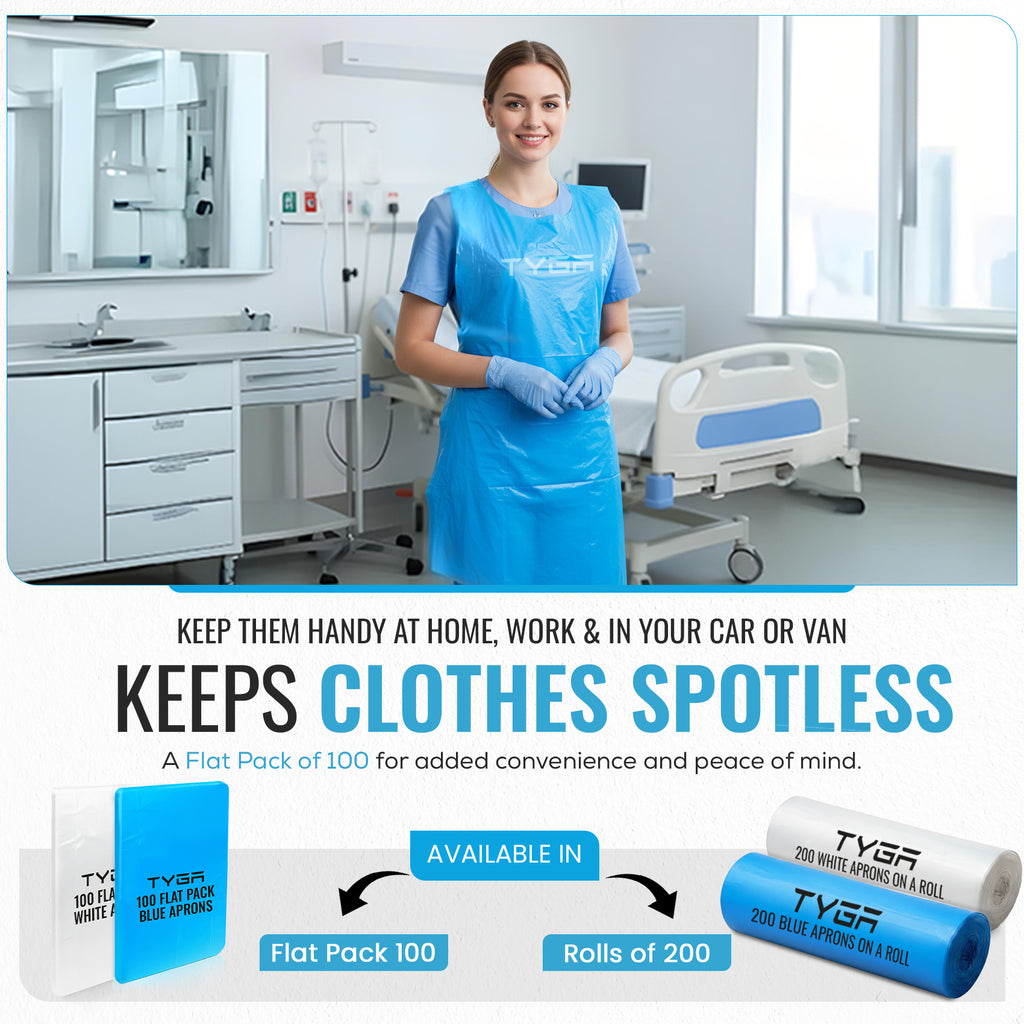 Disposable Polythene Protective Aprons, Flat Pack