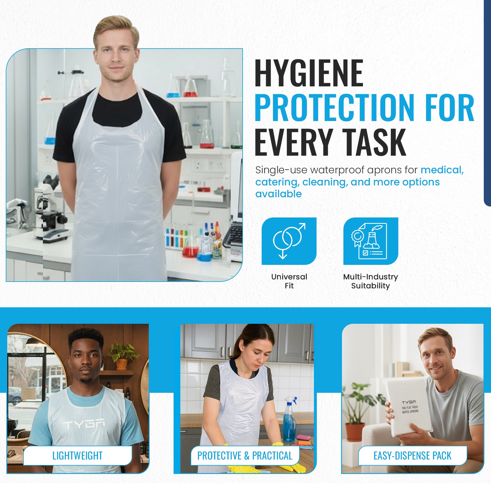 Disposable Polythene Protective Aprons, Flat Pack
