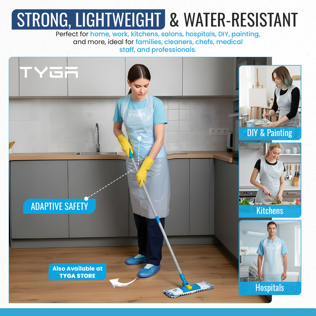 Disposable Polythene Protective Aprons, Flat Pack
