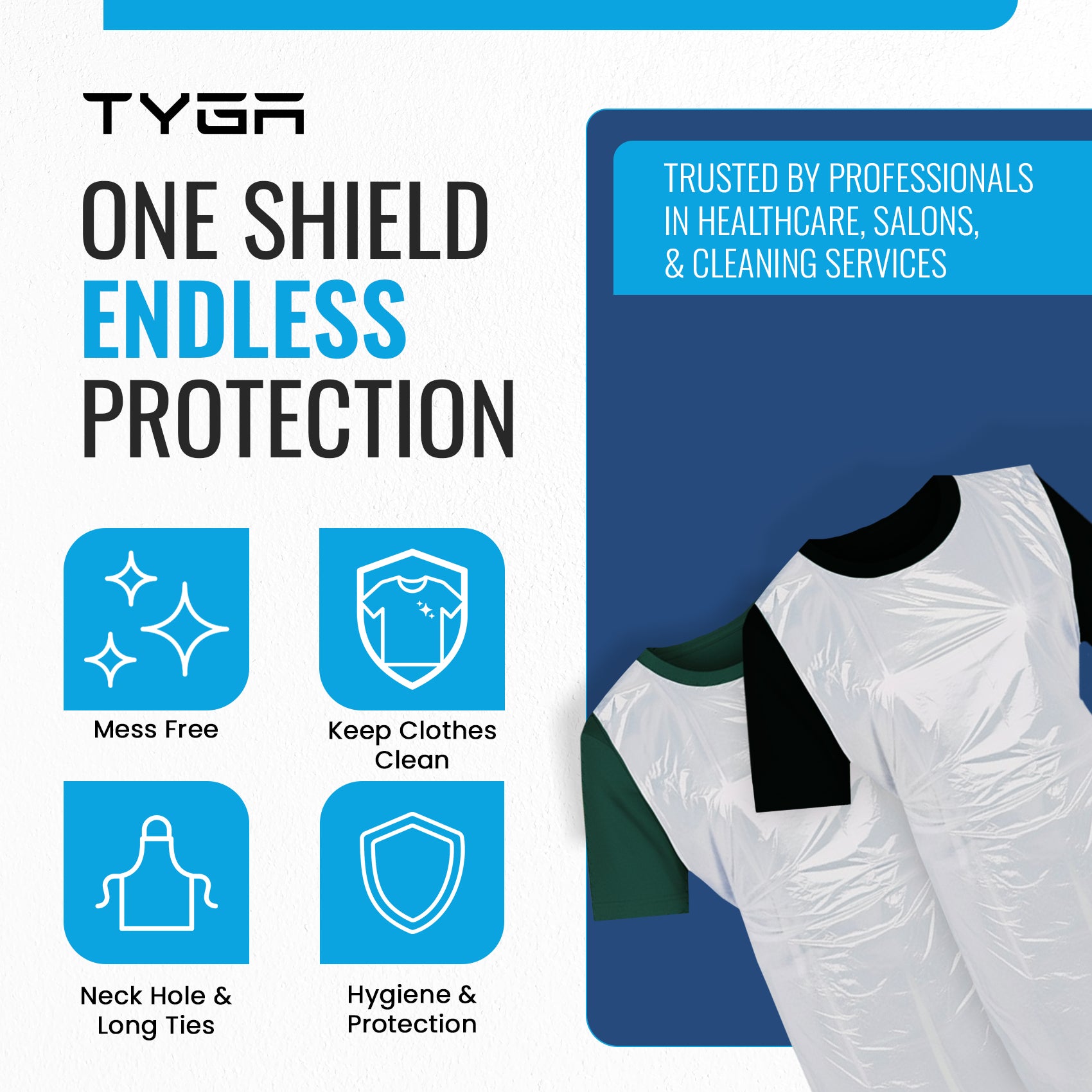 Disposable Polythene Protective Aprons, Flat Pack