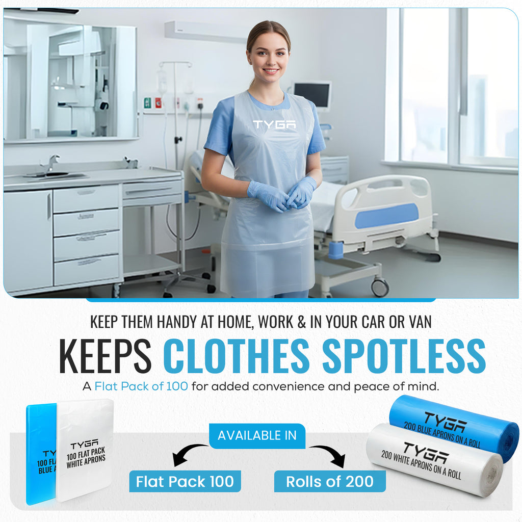 Disposable Polythene Protective Aprons, Flat Pack