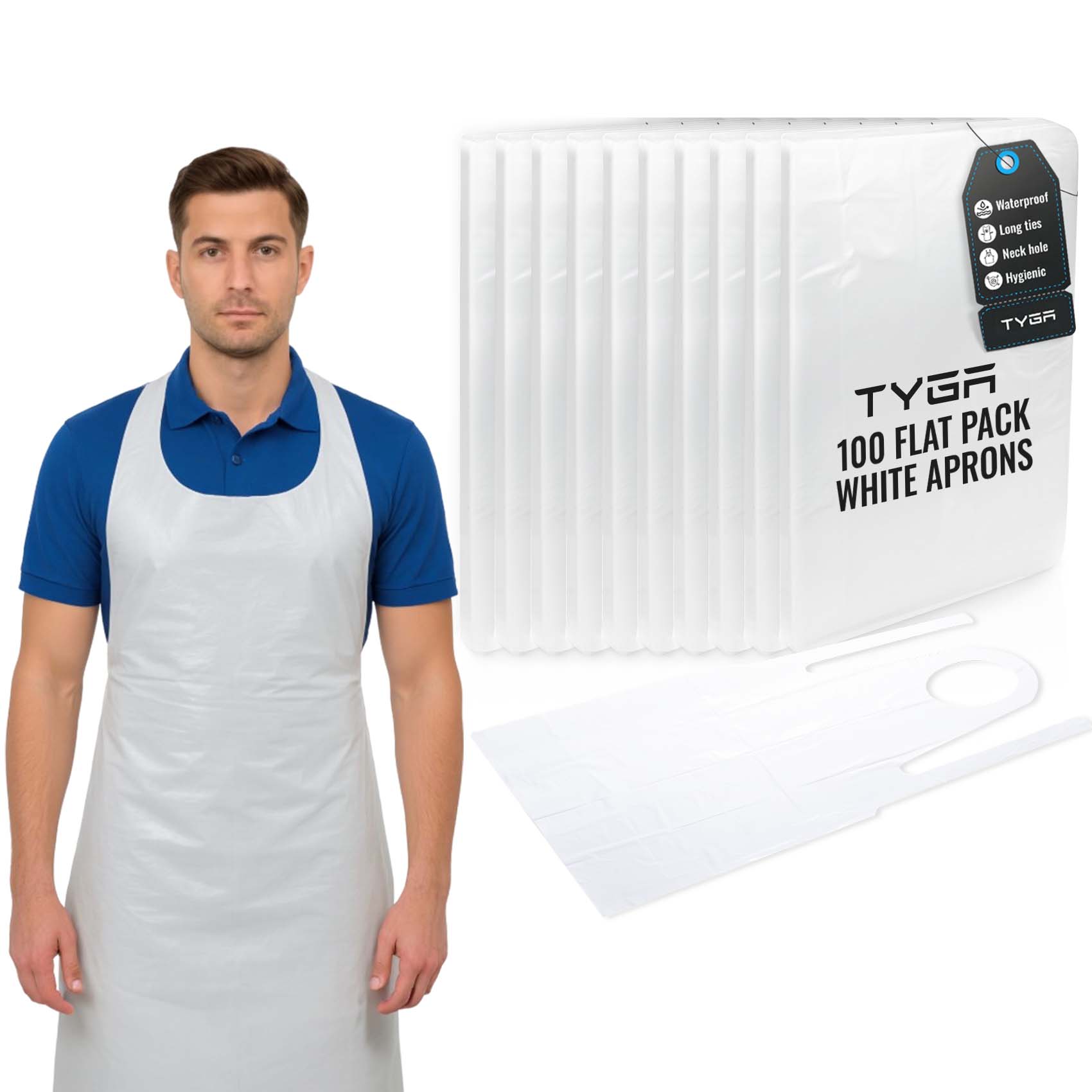 Disposable Polythene Protective Aprons, Flat Pack