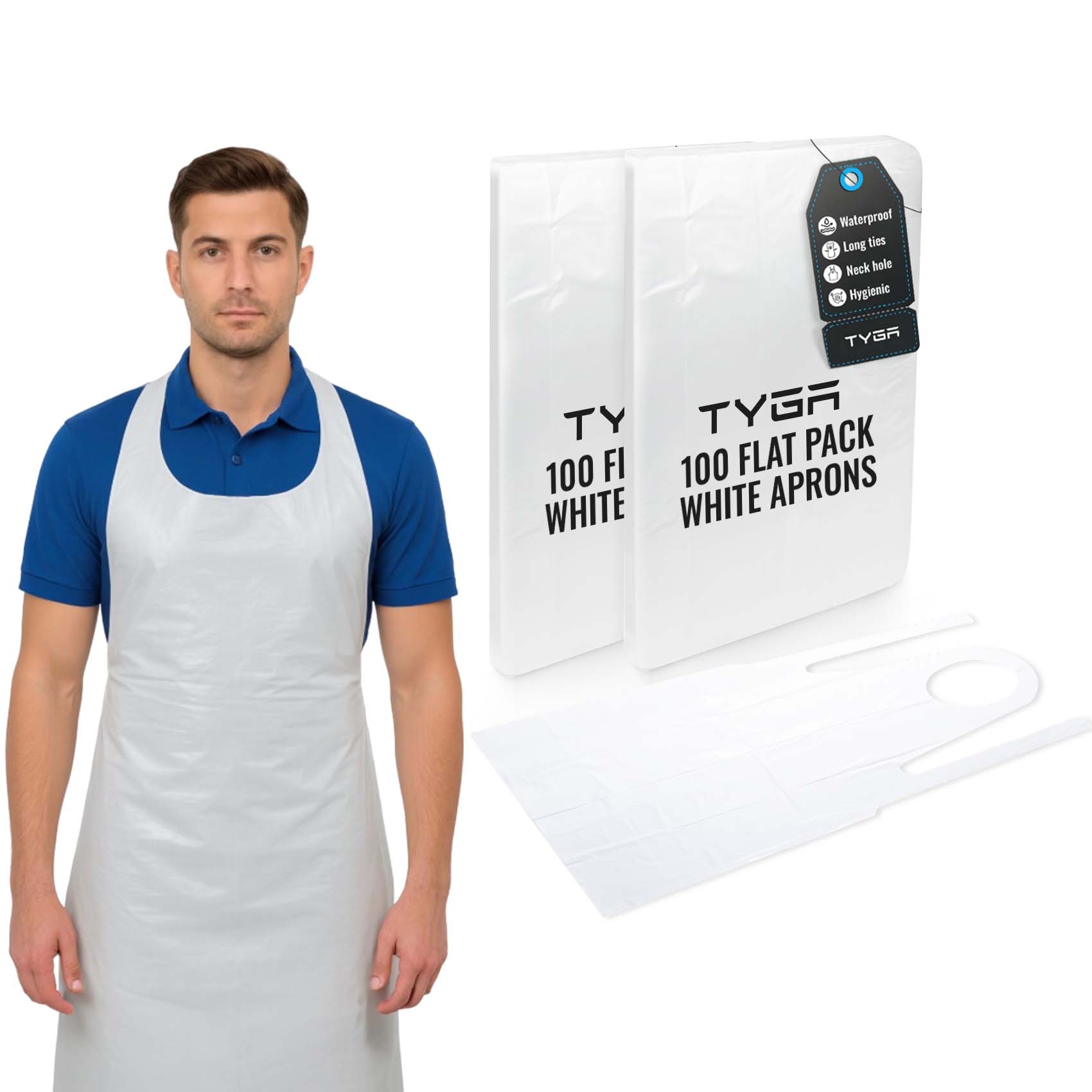 Disposable Polythene Protective Aprons, Flat Pack