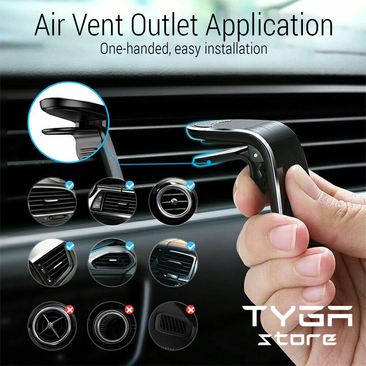Magnetic Car Phone Holder, Air Vent Clip Mount