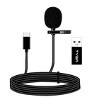 USB-C Lavalier Microphone, Noise Reduction, Type-A Adapter
