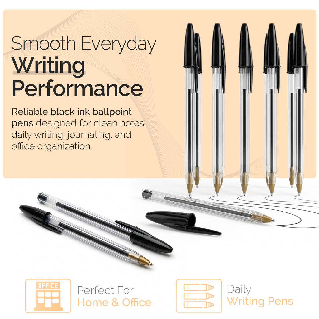 Ballpoint Pens, Medium 1.0mm Point, Pack of 50