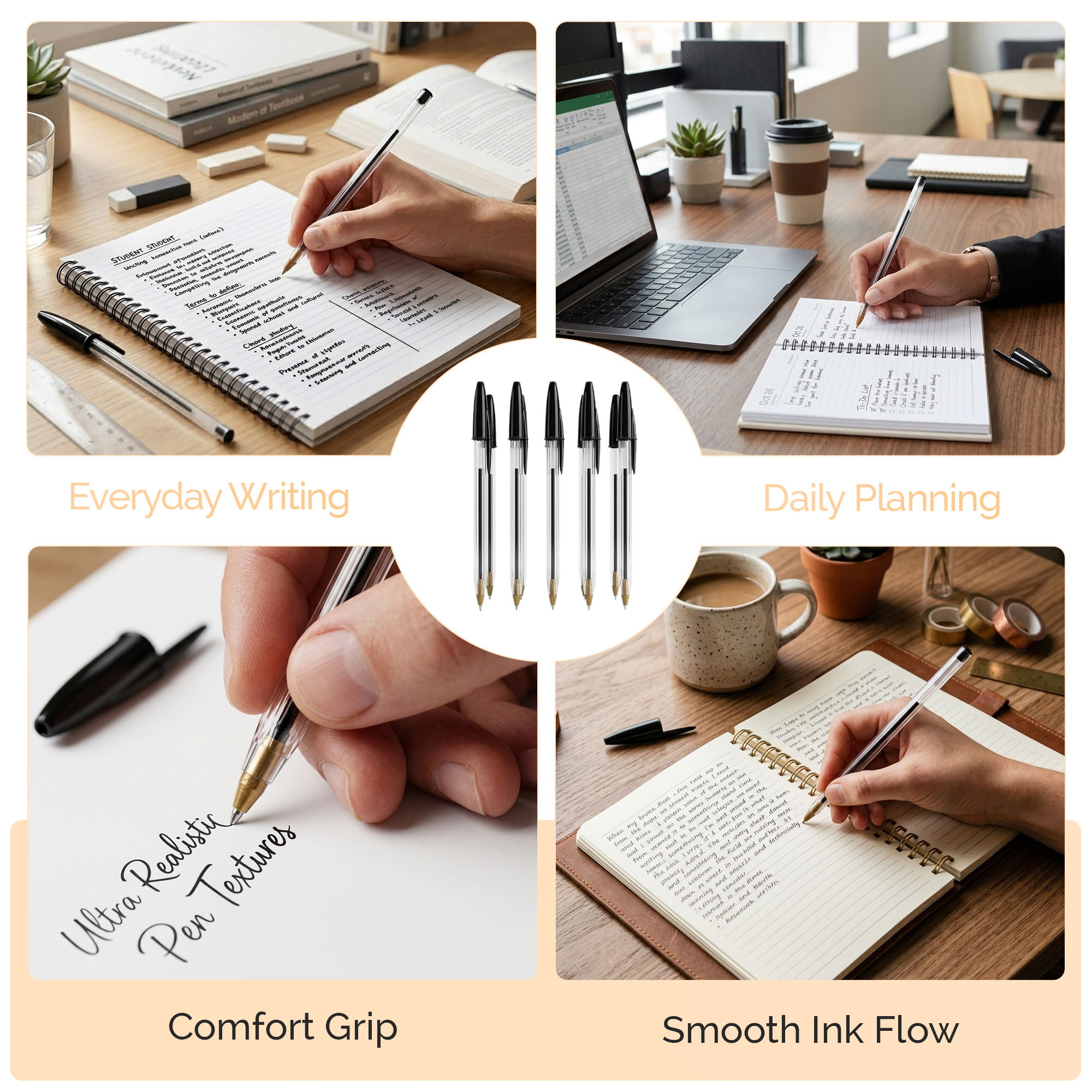 Ballpoint Pens, Medium 1.0mm Point, Pack of 50
