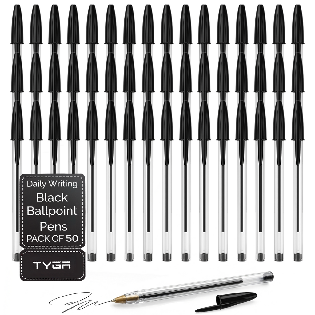 Ballpoint Pens, Medium 1.0mm Point, Pack of 50
