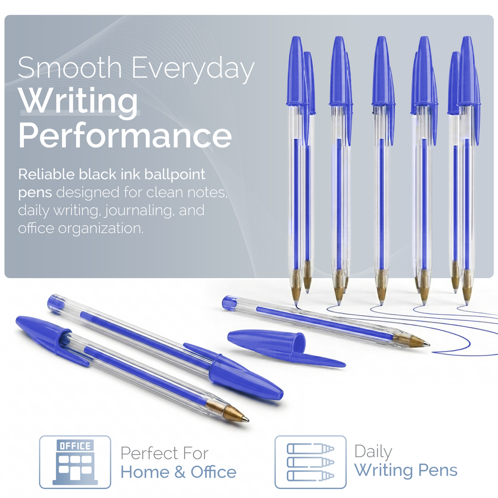 Ballpoint Pens, Medium 1.0mm Point, Pack of 50