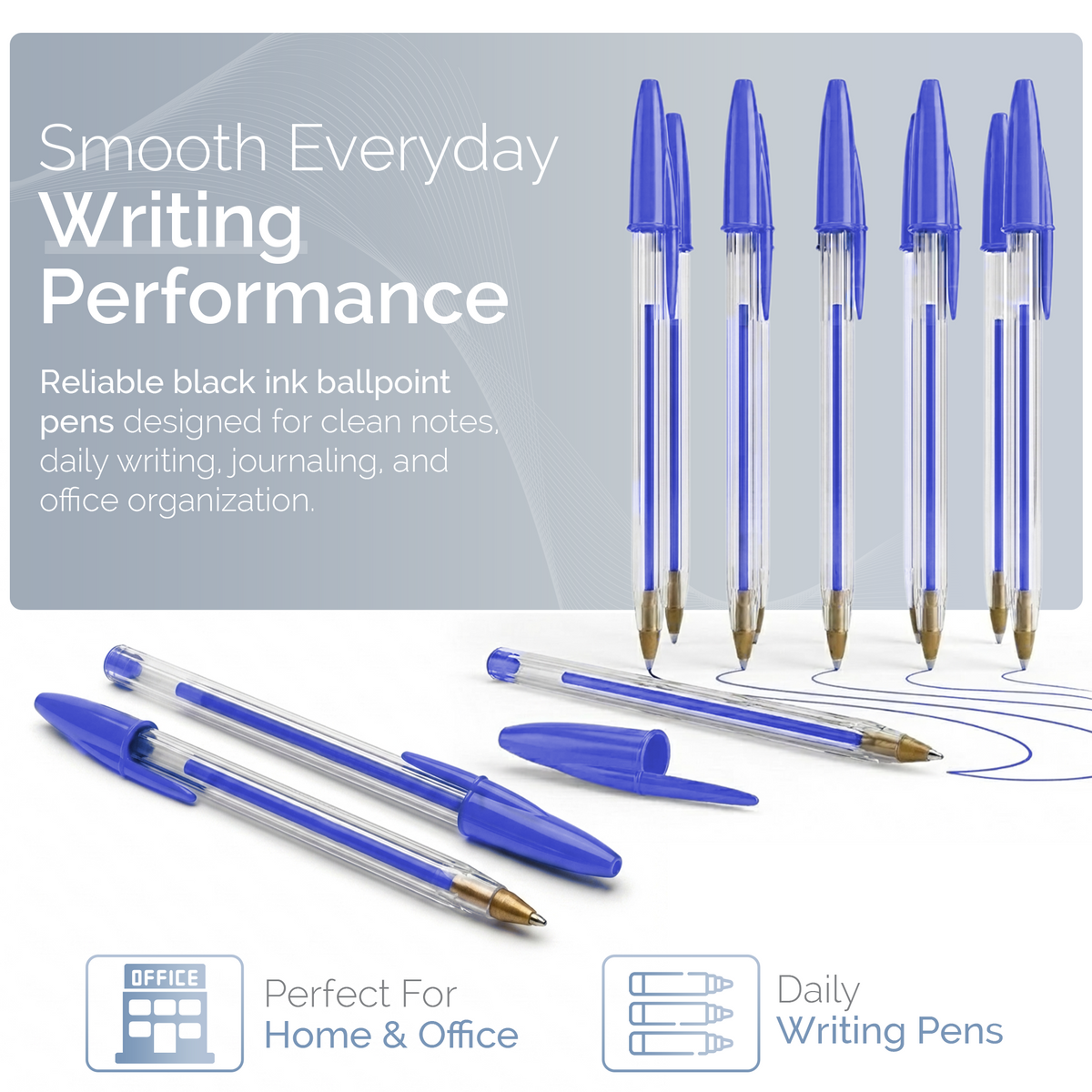 Ballpoint Pens, Medium 1.0mm Point, Pack of 50