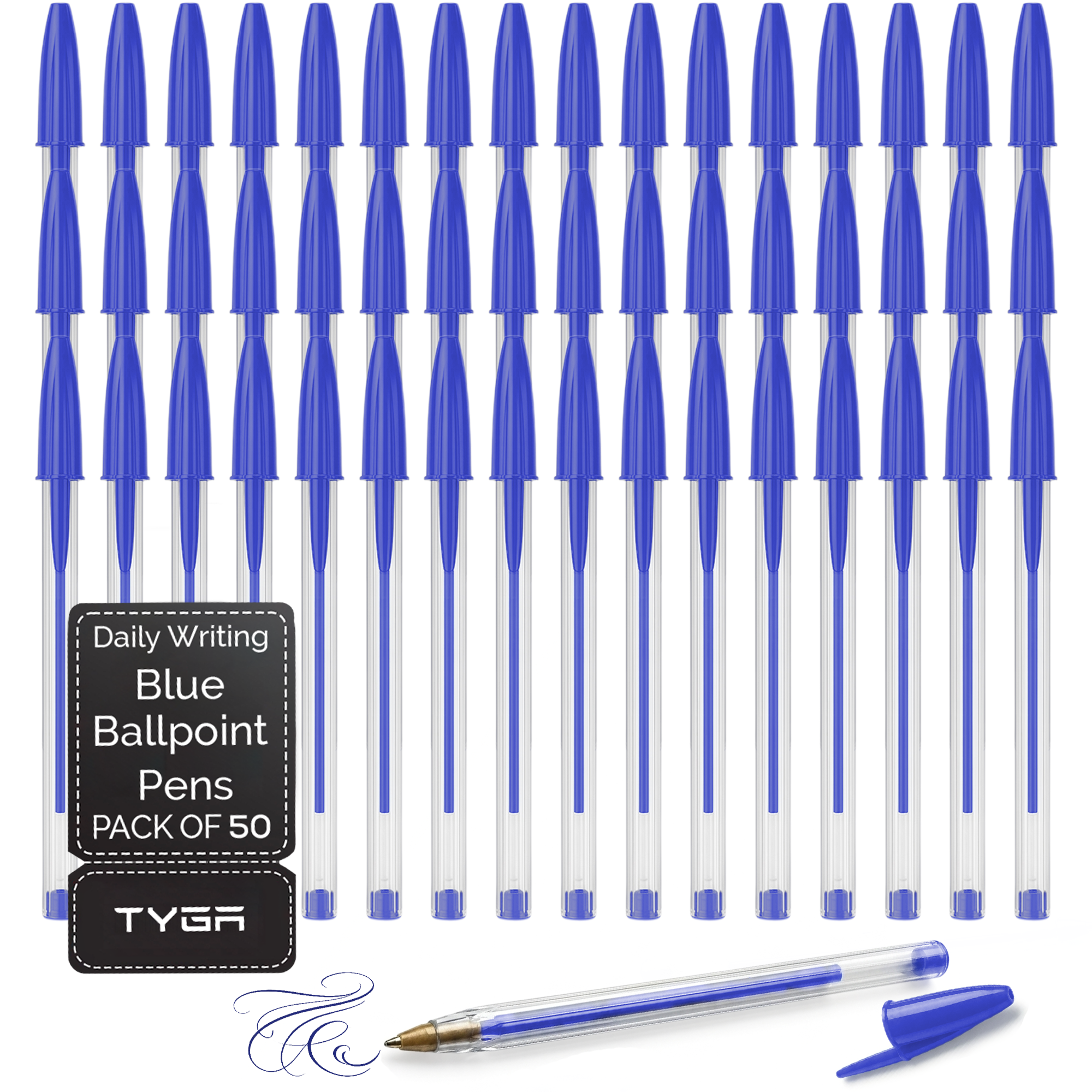 Ballpoint Pens, Medium 1.0mm Point, Pack of 50