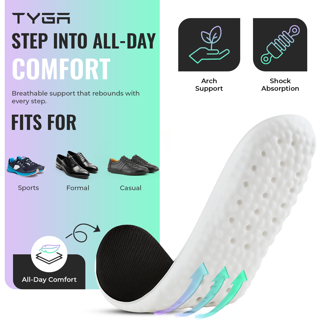 Breathable Memory Foam Insoles, Super Soft Comfort, Shock Absorption