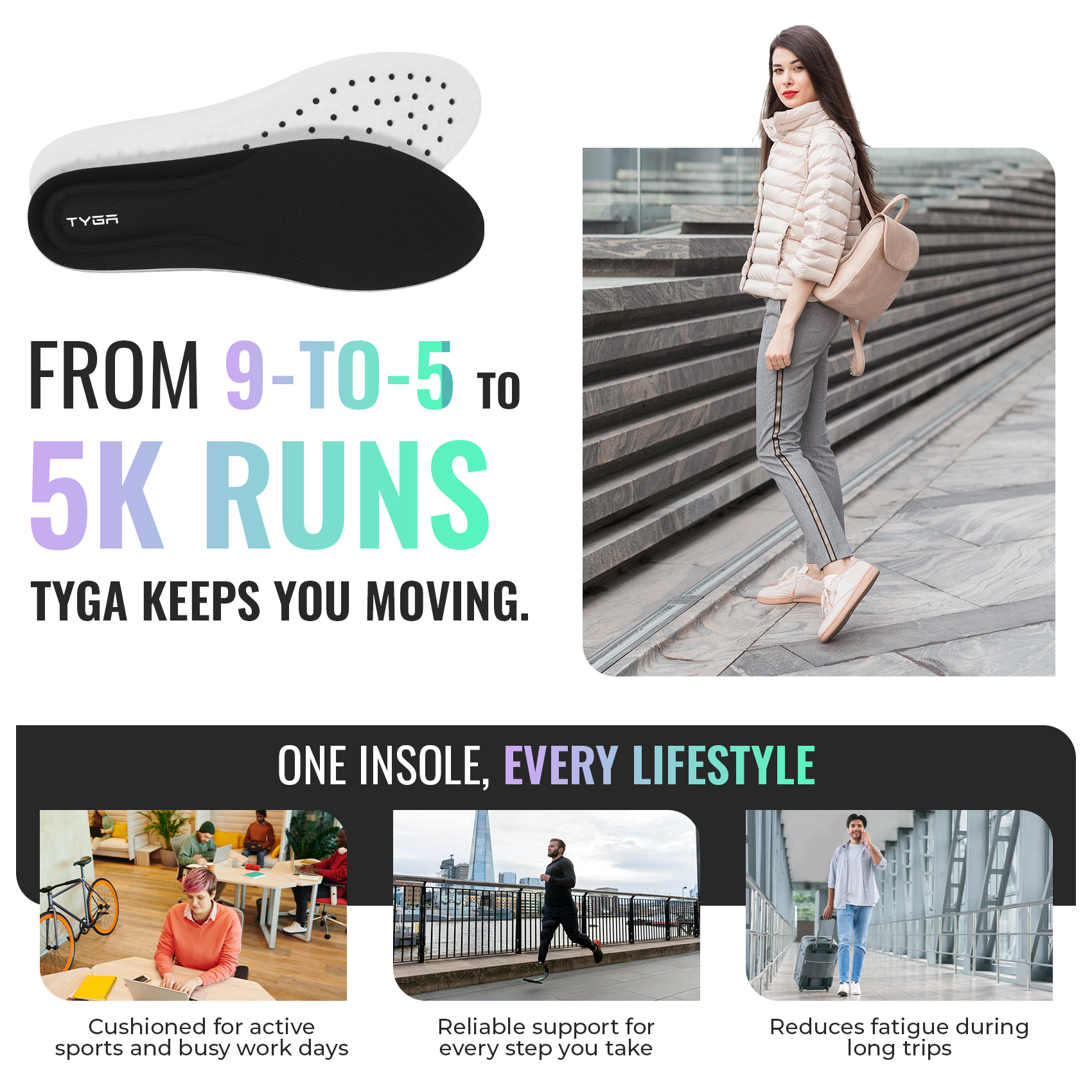 Breathable Memory Foam Insoles, Super Soft Comfort, Shock Absorption