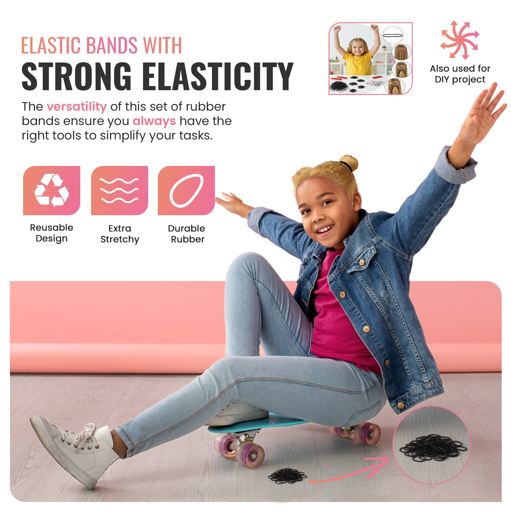 Mini Hair Elastic Bands for Braids, Pack of 1,000