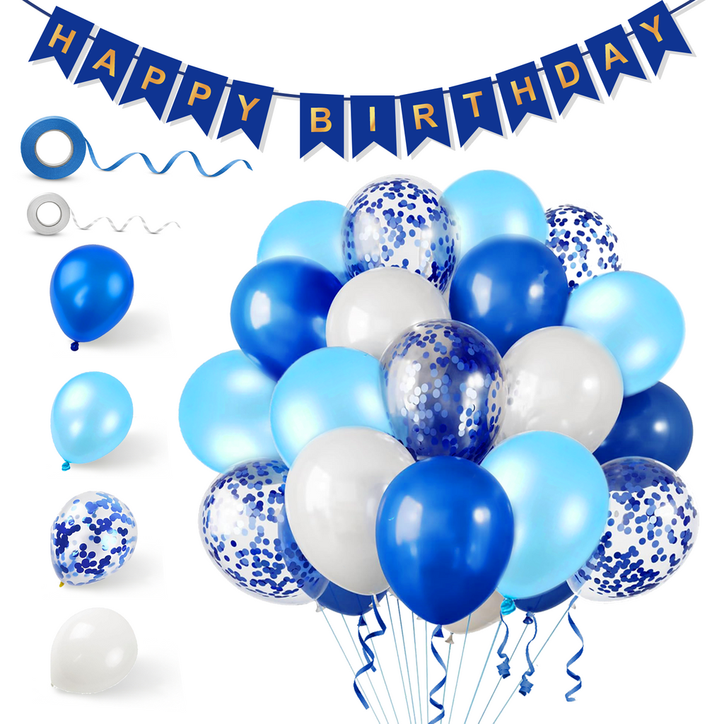 Birthday Balloon Decoration Set, Blue, 16 Balloons