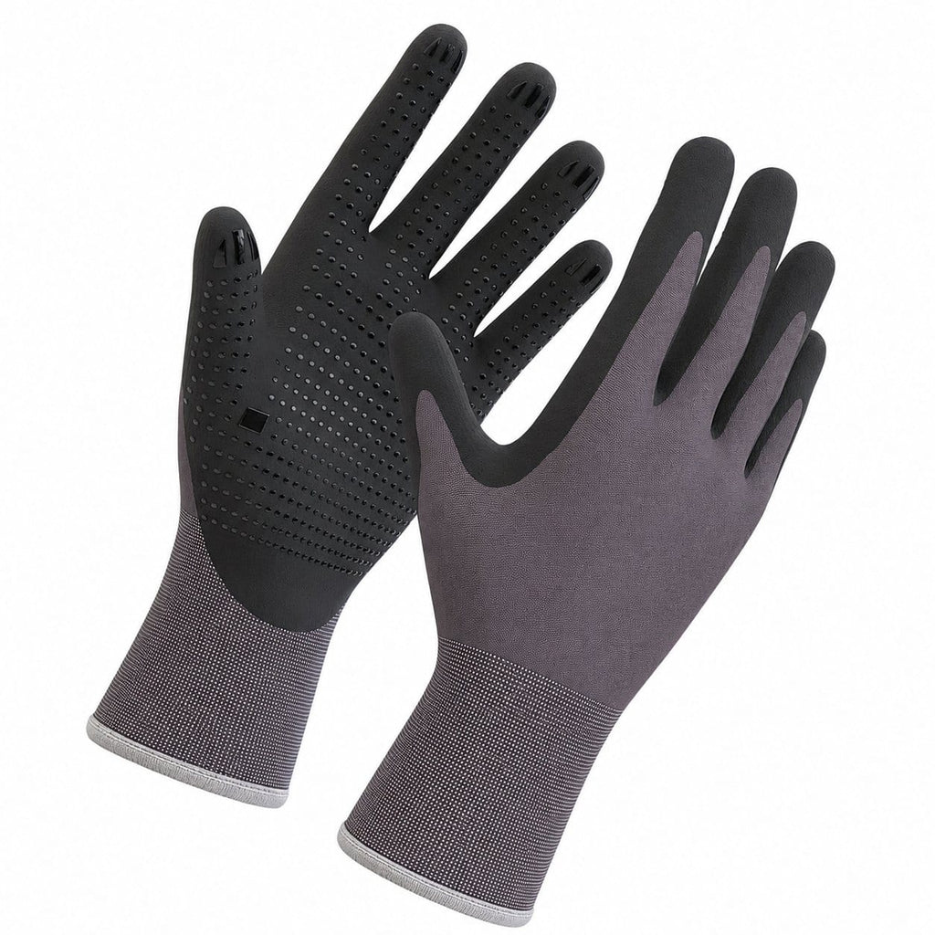 Breathable Nitrile Foam Work Gloves, Dot Grip Palm Design