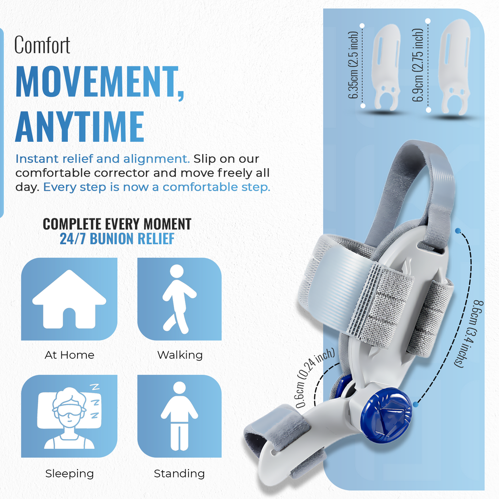 Bunion Corrector with Adjustable Knob, Toe Alignment & Pain Relief, Grey