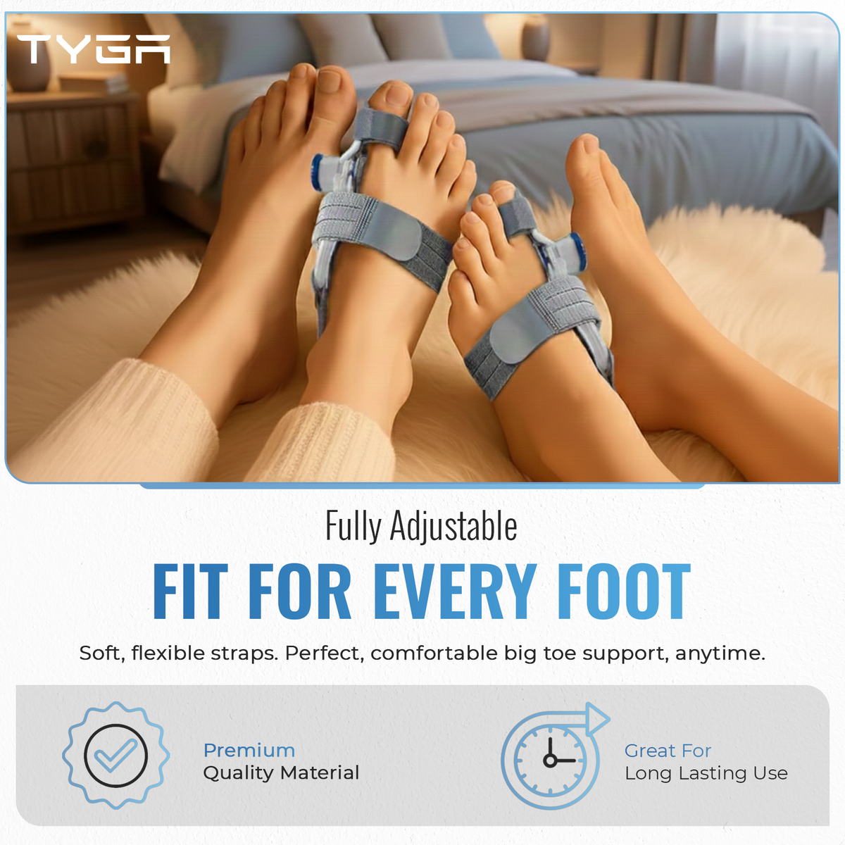 Bunion Corrector with Adjustable Knob, Toe Alignment & Pain Relief, Grey