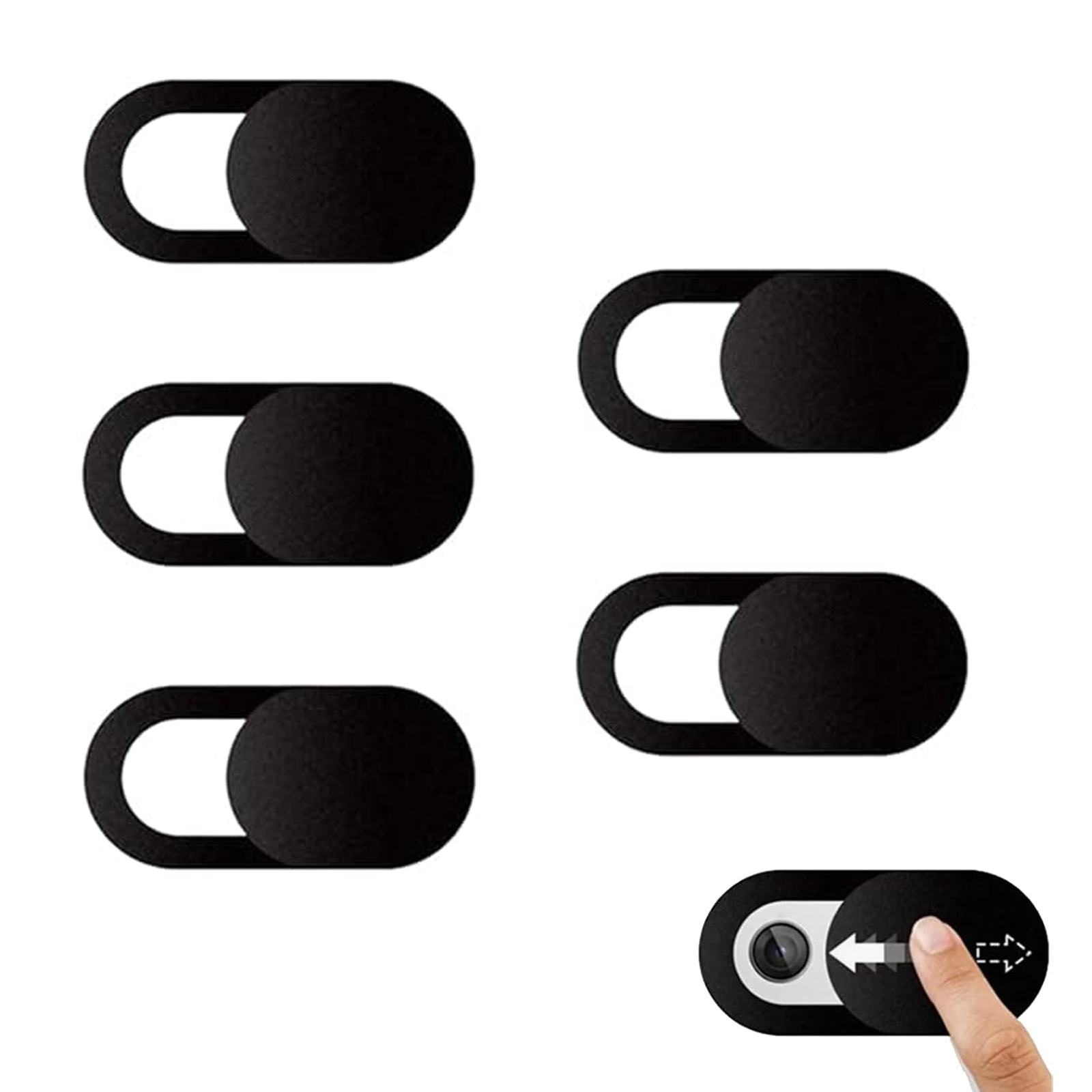 Camera Lens Covers & Webcam Privacy Stickers, Black, Pack of 5