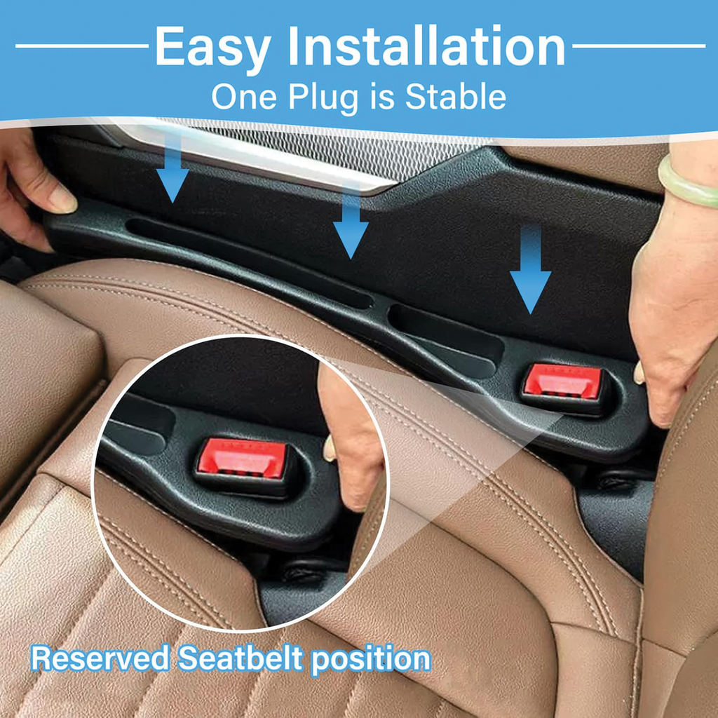 Car Seat Gap Filler & Organiser, Debris Blocking Design, Black, 1 Pair