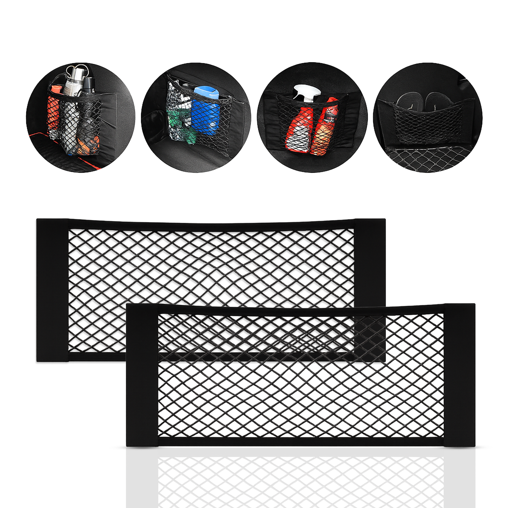 Elastic Car Boot Cargo Net, Mesh Storage Organiser, Black, 50 × 25cm