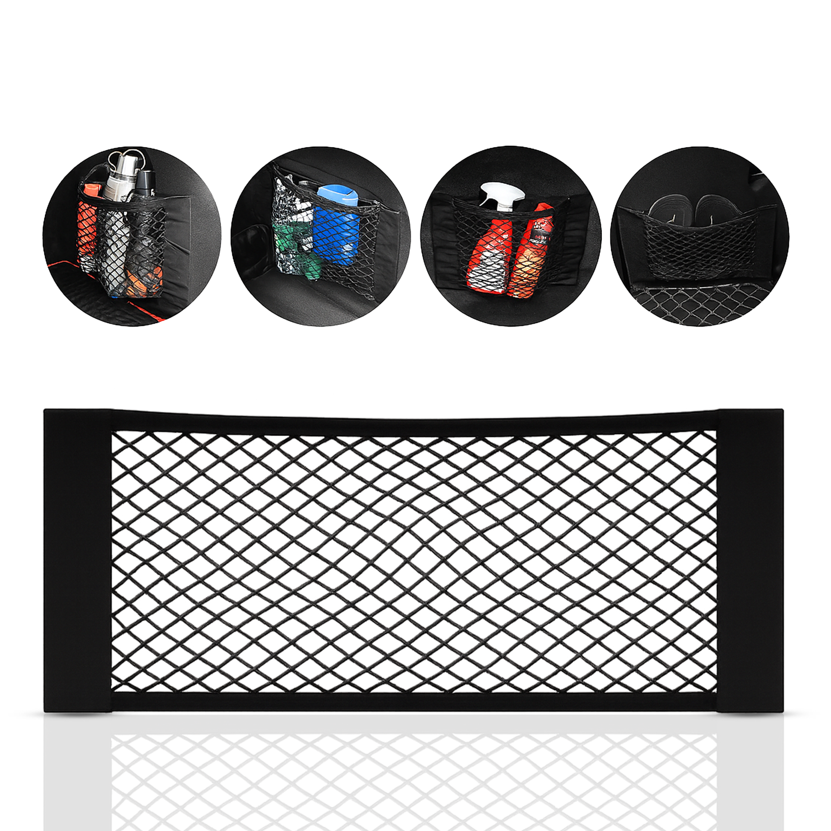 Elastic Car Boot Cargo Net, Mesh Storage Organiser, Black, 50 × 25cm