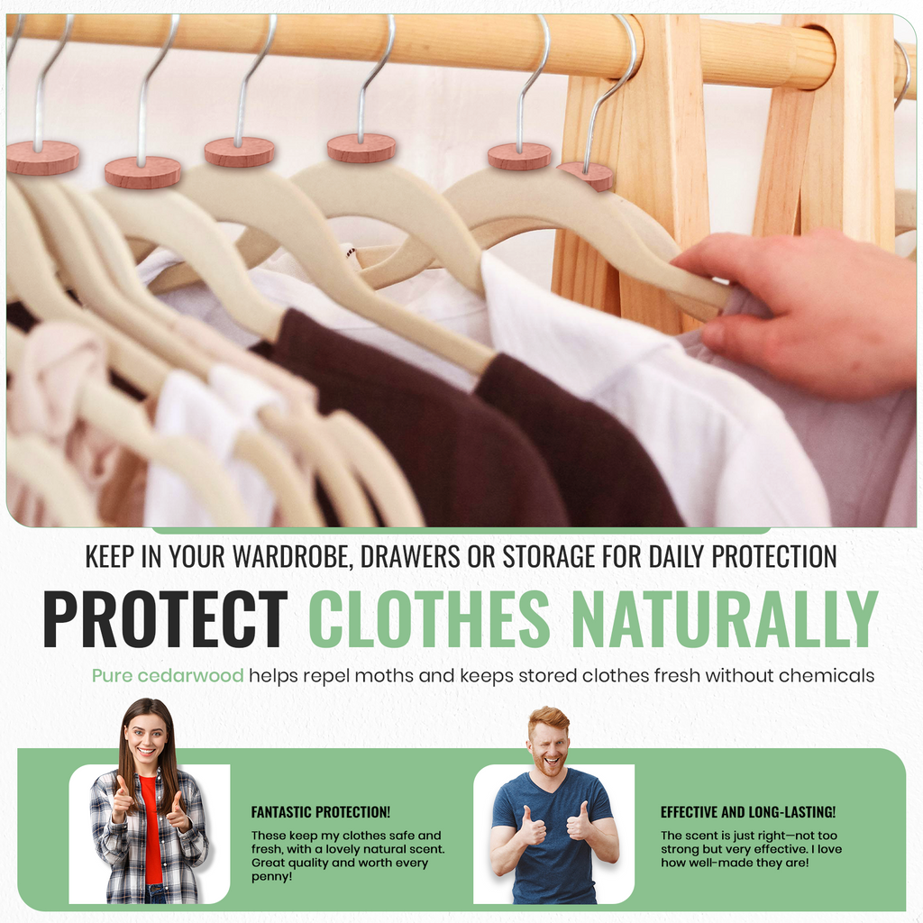 Cedar Wood Set Moth Repellent, Natural Wardrobe Protection, Pack of 28