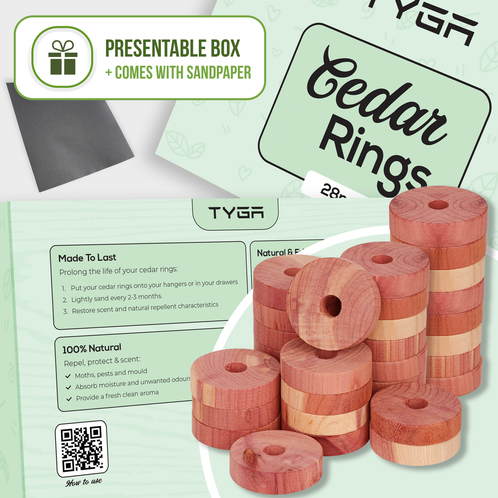 Cedar Wood Rings, Natural Moth Repellent, Pack of 28