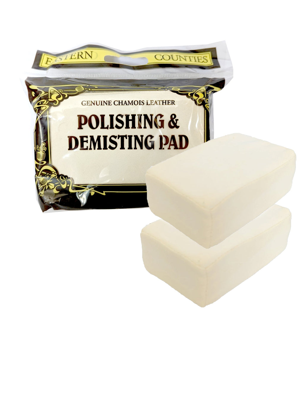 Chamois leather polishing & demisting pad pack with two beige pads