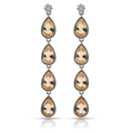 Champagne Crystal Drop Earrings, Elegant Teardrop Dangle Design, 1 Pair