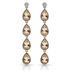 Champagne Crystal Drop Earrings, Elegant Teardrop Dangle Design, 1 Pair