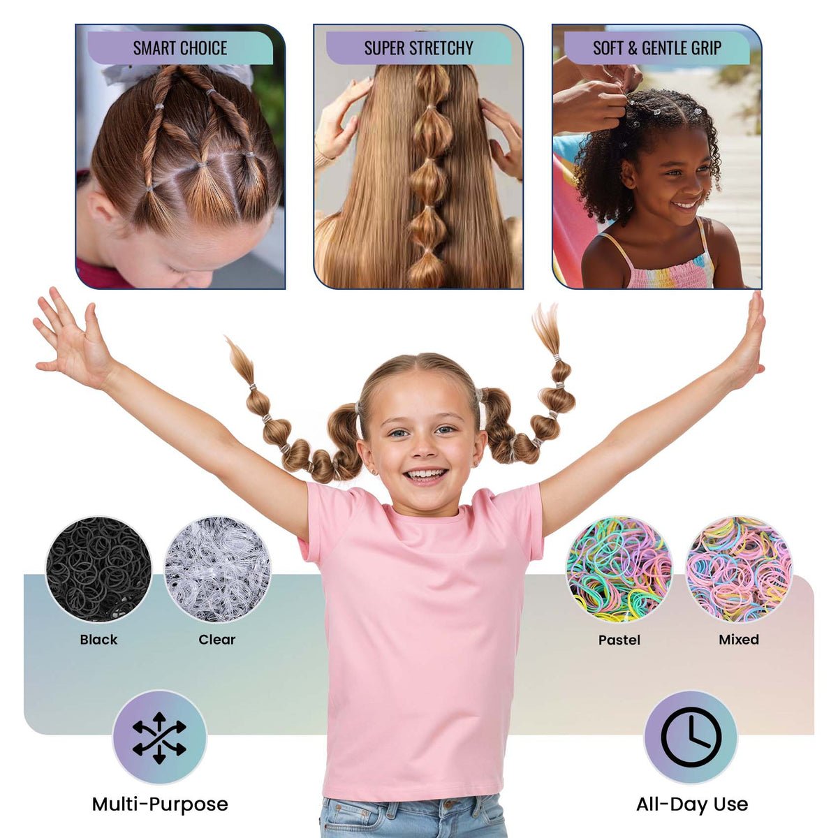 Mini Hair Elastic Bands for Braids, Pack of 1,000