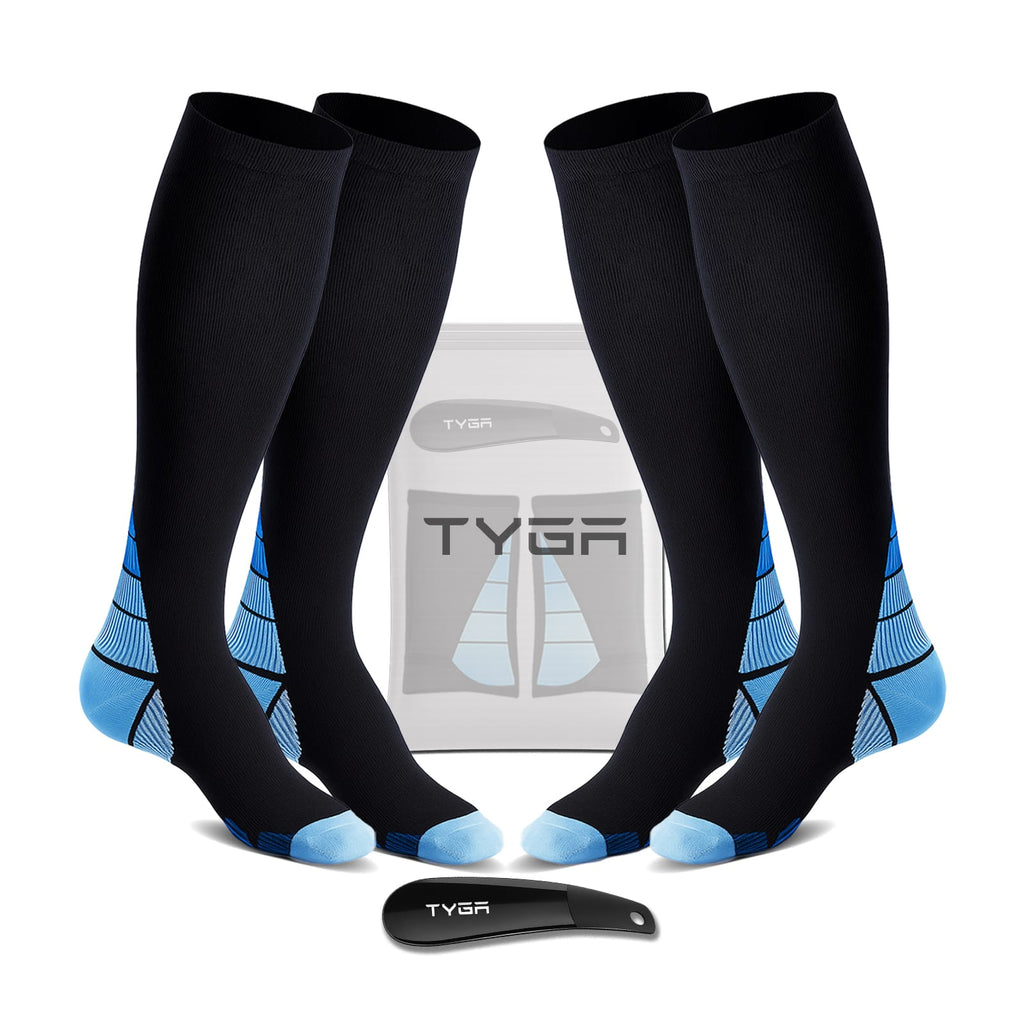 Compression Socks, 2 Pairs with Shoehorn