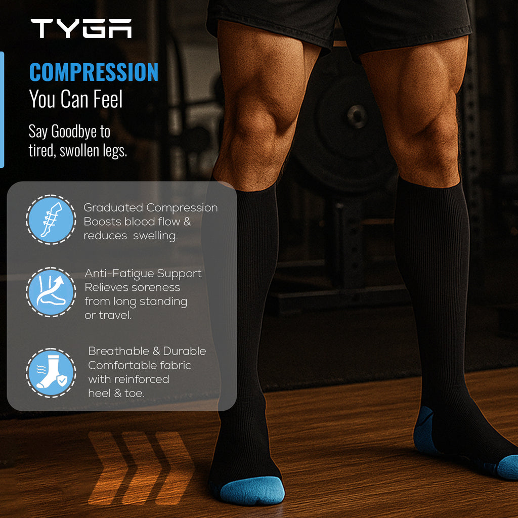 Compression Socks, 2 Pairs with Shoehorn