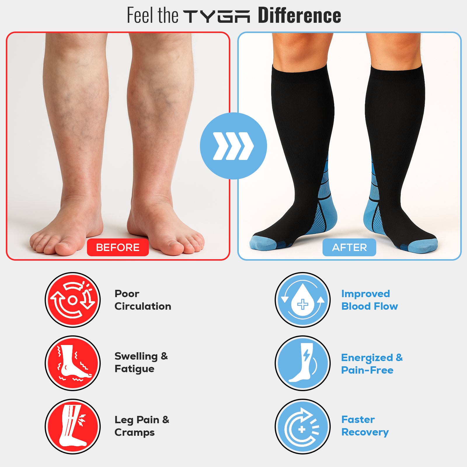 Compression Socks, 2 Pairs with Shoehorn