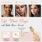 Floral Drop Earrings, Gold Tone Dangle with Pearl & Crystal Detail, 1 Pair