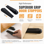 Anti Slip Door Wedge, Solid Door Stopper, Black, 1 Pair