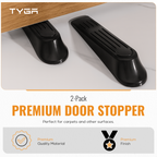 Anti Slip Door Wedge, Solid Door Stopper, Black, 1 Pair