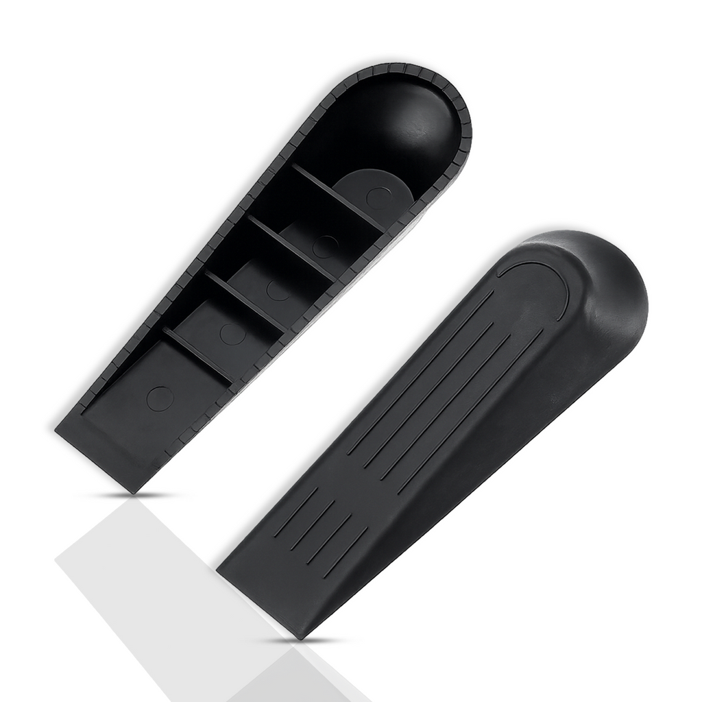 Anti Slip Door Wedge, Solid Door Stopper, Black, 1 Pair