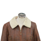 Women’s Short Flying Jacket, Centre Zip & Side Buckles, Brick Forest