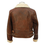 Women’s Short Flying Jacket, Centre Zip & Side Buckles, Brick Forest