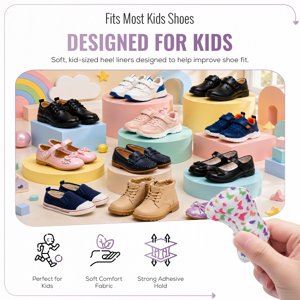 Kids Self Adhesive Heel Grips, Heel Cushion Pads, 1 Pair