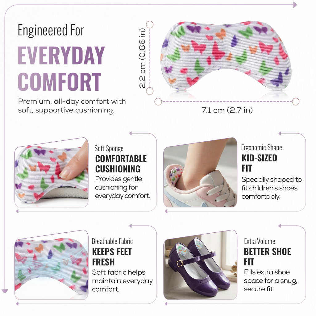 Kids Self Adhesive Heel Grips, Heel Cushion Pads, 1 Pair