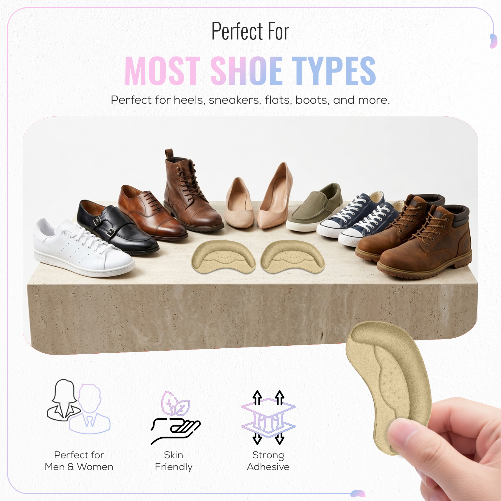 Self Adhesive Heel Grips, Heel Cushion Pads, 1 Pair
