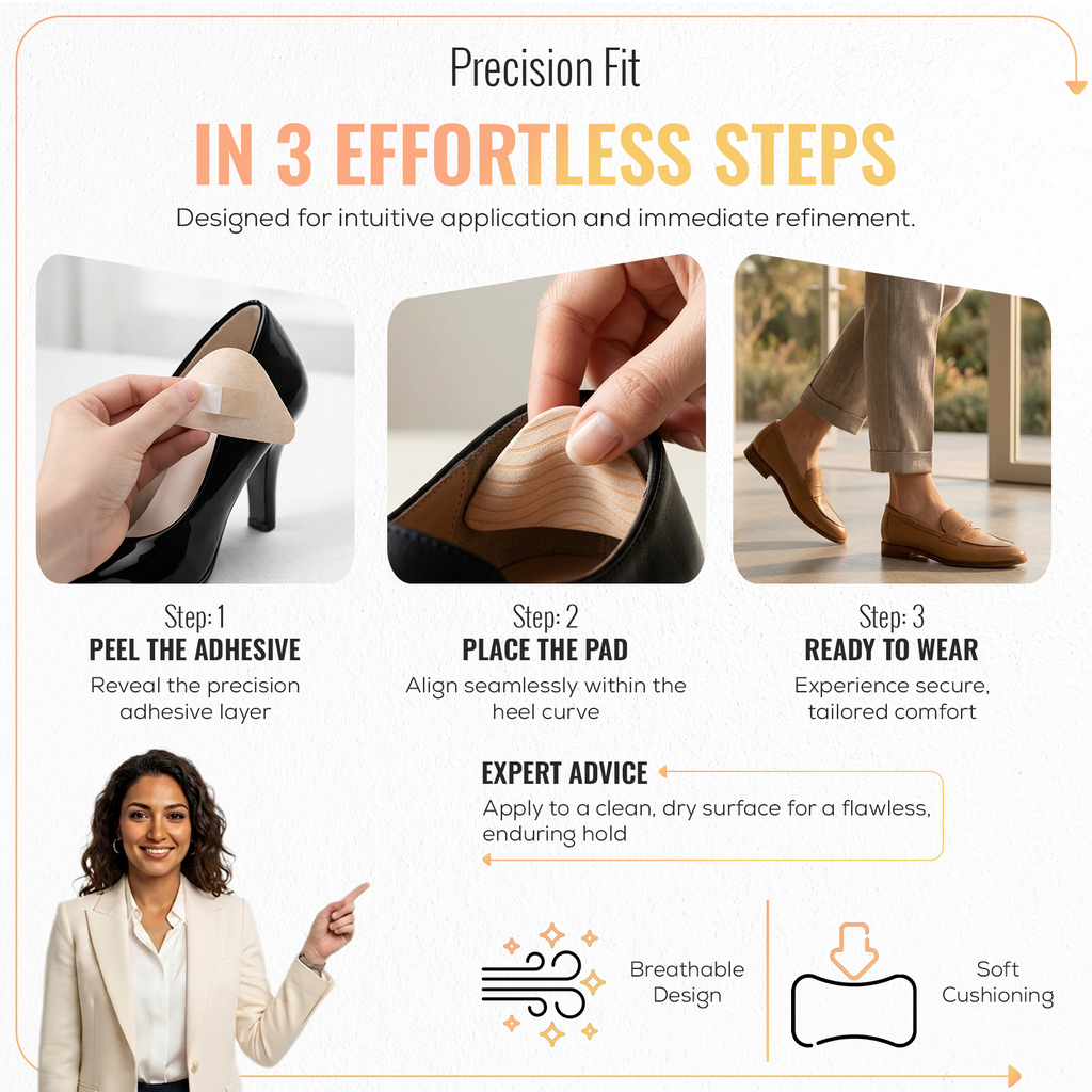 Wave Heel Grips, Self Adhesive Heel Cushion Pads, 1 Pair