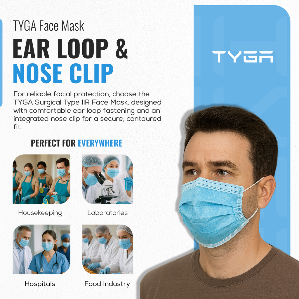 Type IIR Surgical Face Masks, Fluid Resistant, Pack of 10