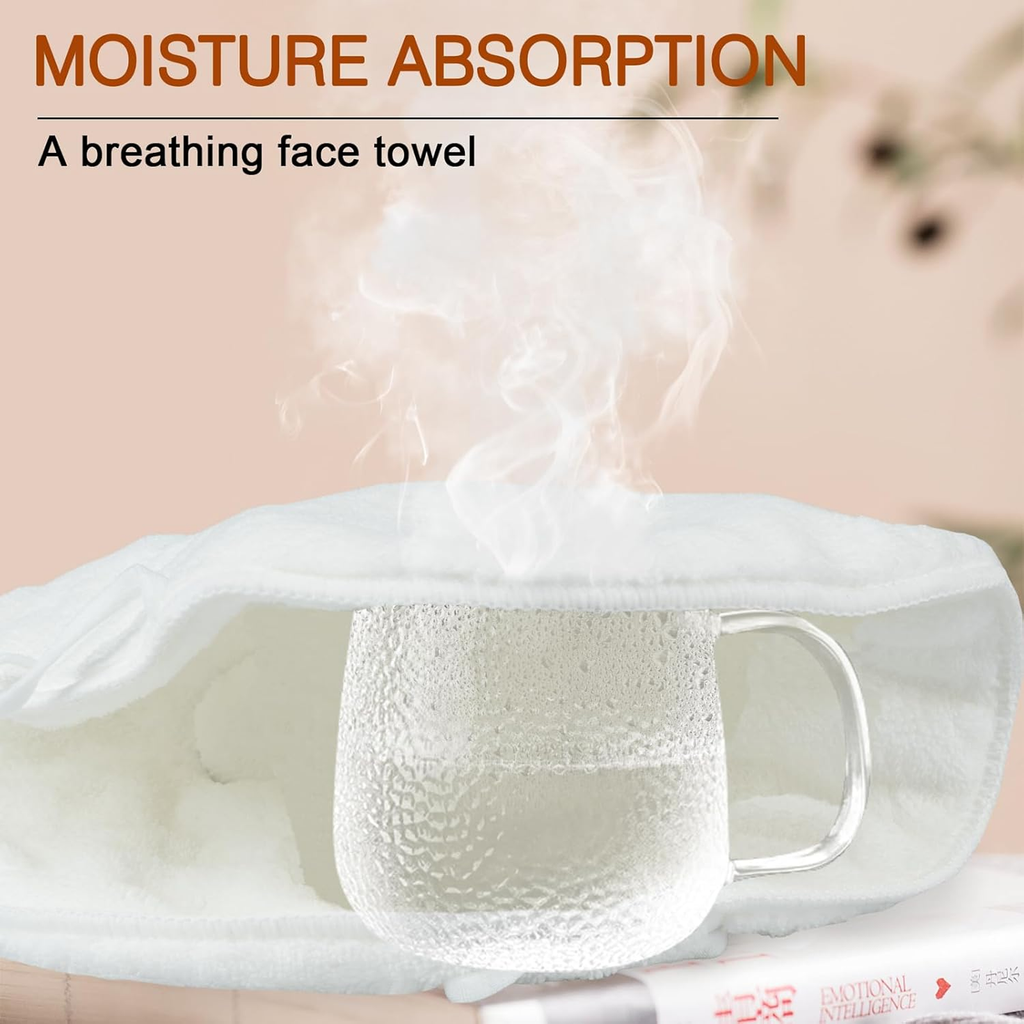 Reusable Hot & Cold Facial Mask Towel, Three Hole Design, White