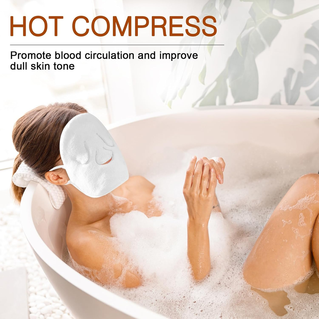 Reusable Hot & Cold Facial Mask Towel, Three Hole Design, White